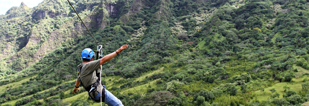 Ziplining in Jurassic Valley Hawaii